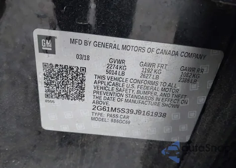 2018 Cadillac Xts Luxury from USA, damaged, VIN 2G61M5S39J9161938